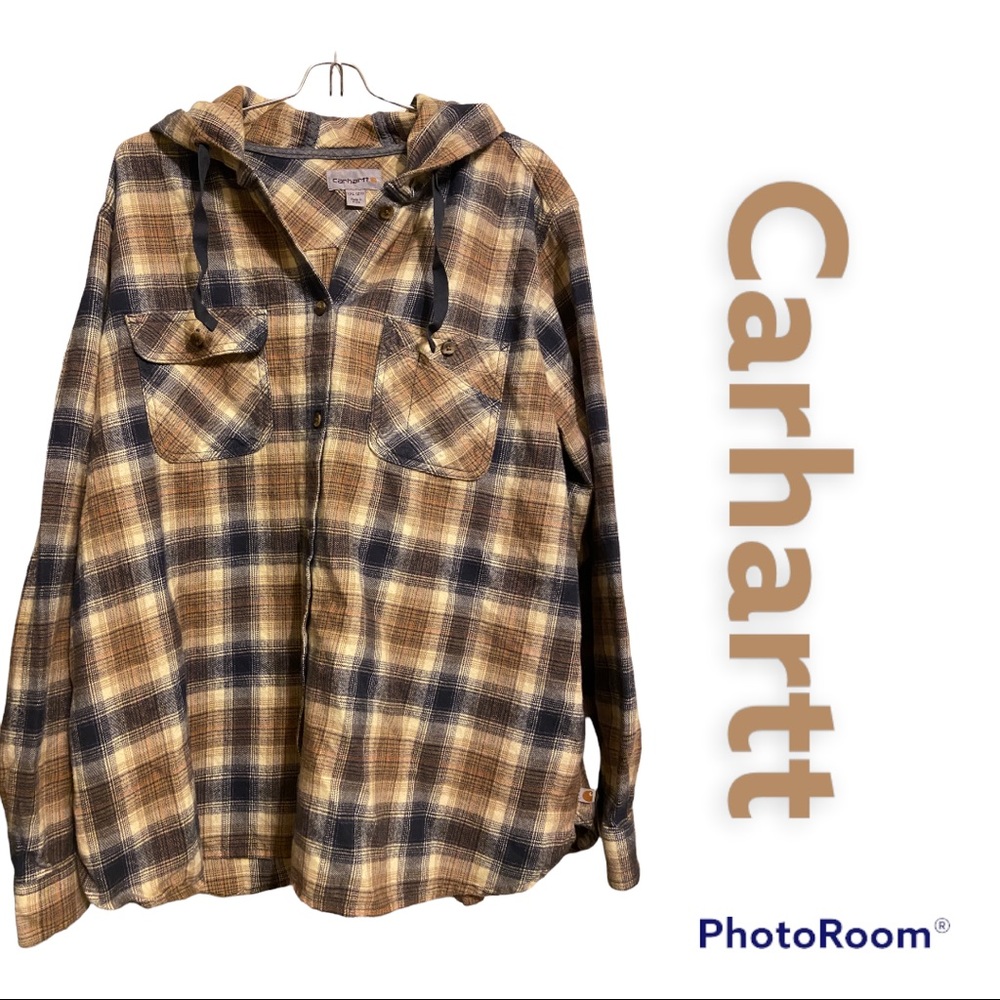 Button up hooded long sleeve shirt